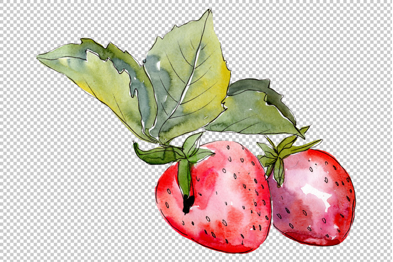 juicy-strawberry-watercolor-png