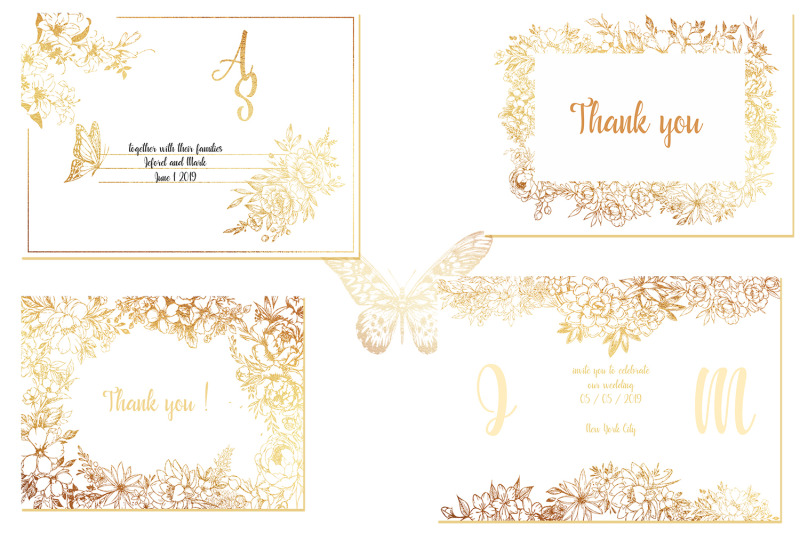 gold-card-templates-and-floral-illustrations