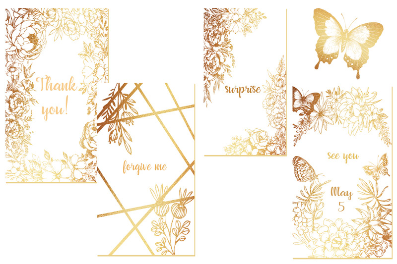gold-card-templates-and-floral-illustrations