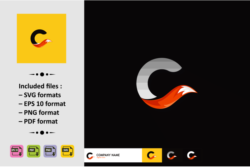 letter-c-logo-design-with-fox-tail-vector