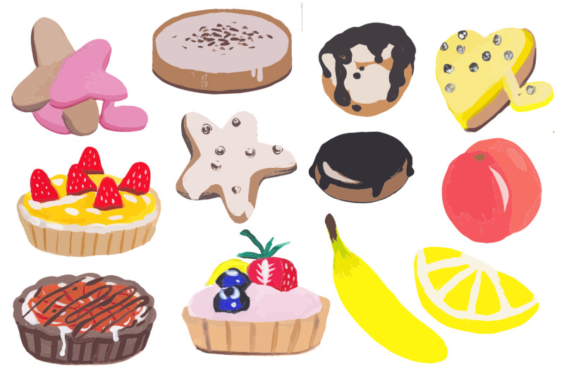 12-vector-elements-fruits-cookies-cupcakes