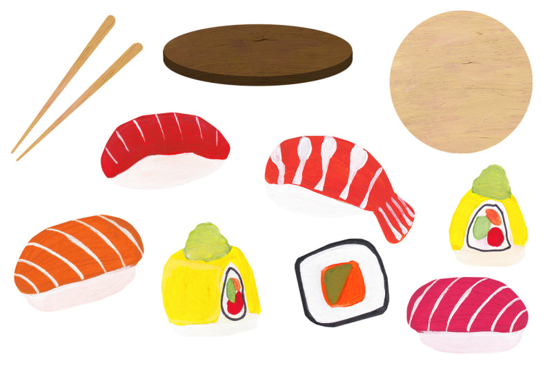 sushi-hand-drawn-tasty-set
