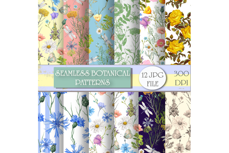 hand-drawn-botanical-seamless-patterns-set