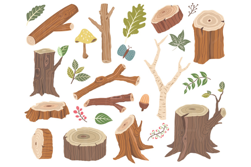 nature-wooden-collection-elements-set