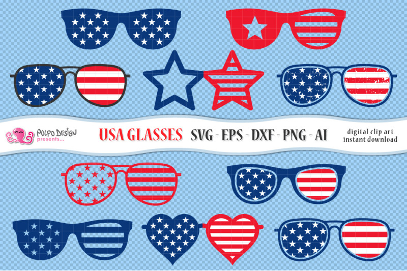 4th of July Glasses SVG By Polpo Design | TheHungryJPEG.com