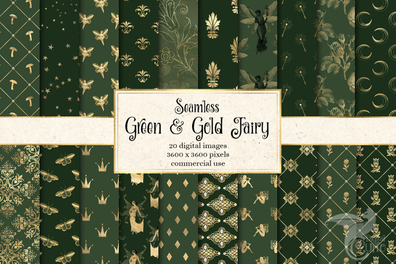 green-and-gold-fairy-digital-paper