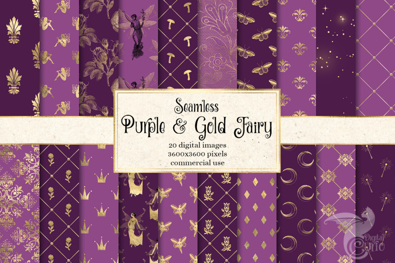 purple-and-gold-fairy-digital-paper