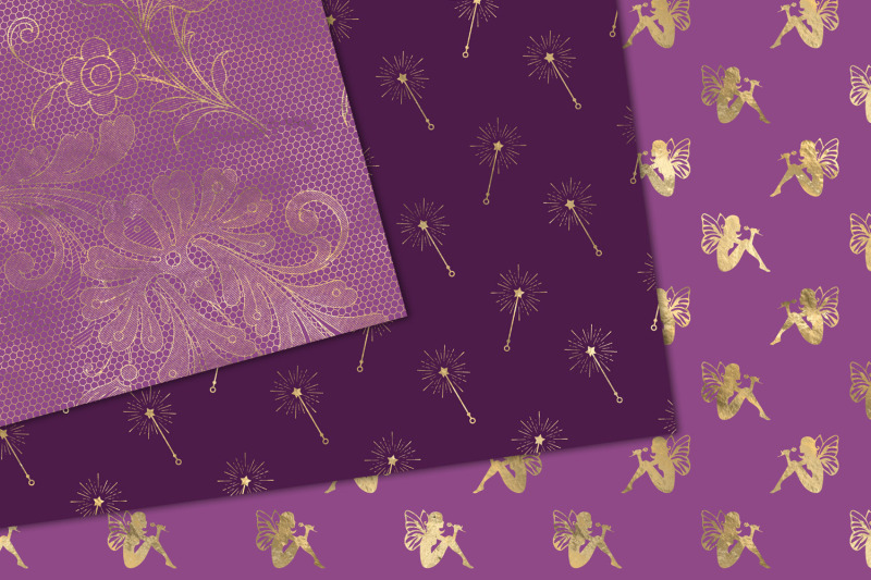 purple-and-gold-fairy-digital-paper