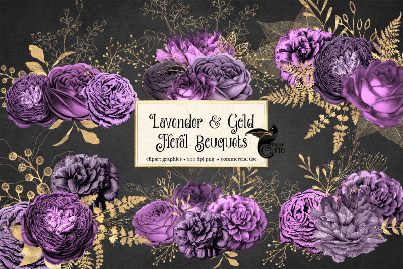lavender-and-gold-floral-bouquets