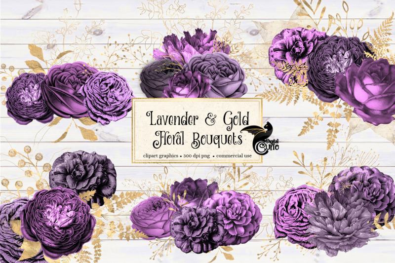 lavender-and-gold-floral-bouquets