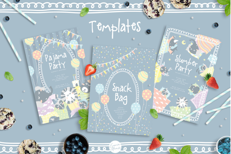 cute-animals-pajama-party-illustrations-amp-amp-amp-invitations