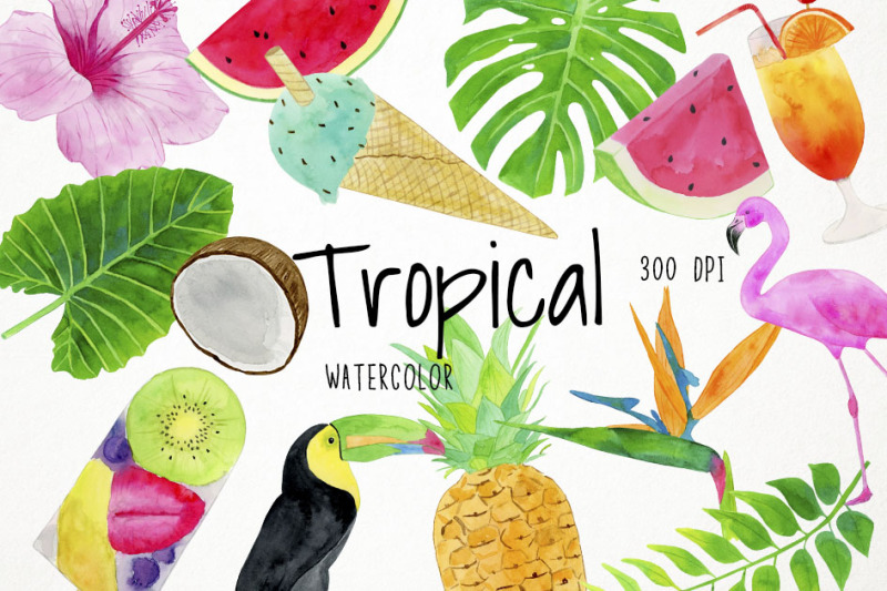 watercolor-tropical-clipart-tropical-clip-art