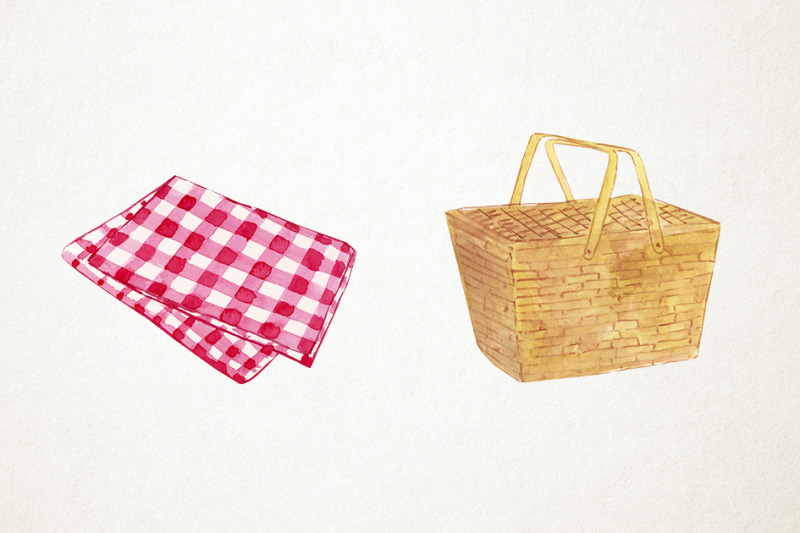 picnic blanket and basket clip art