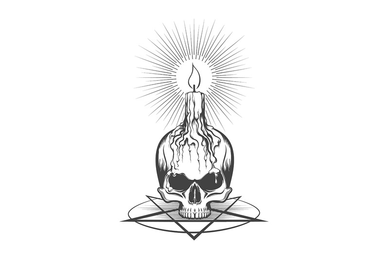 skull-and-burning-candle-on-pentagram
