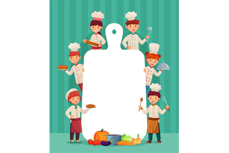 kids-menu-frame-children-chefs-cook-with-cutting-board-restaurant-ch