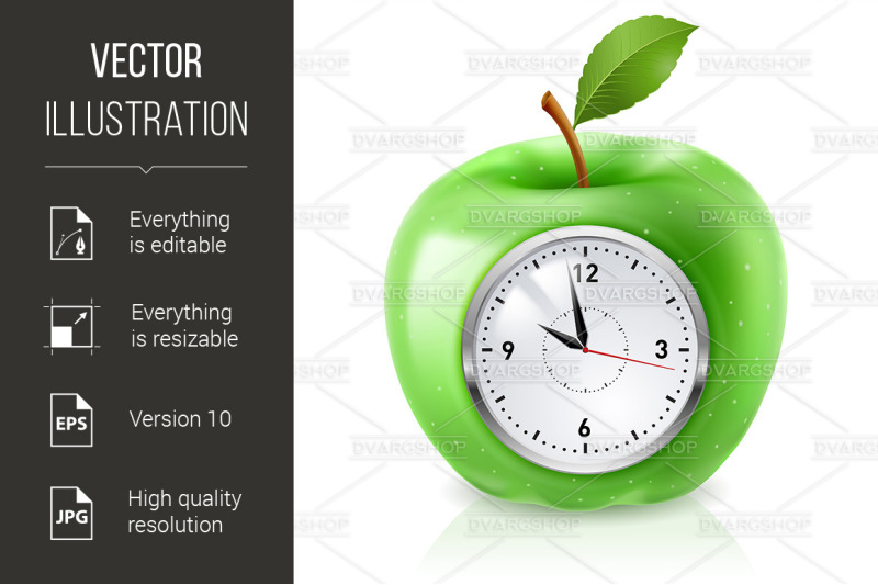 green-apple-clock