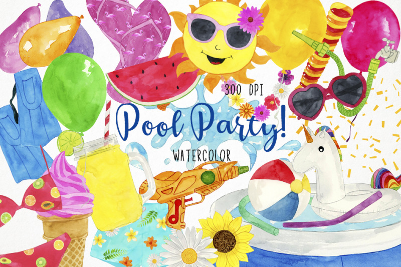 watercolor-pool-party-clipart-pool-party-clip-art-pool-clipart