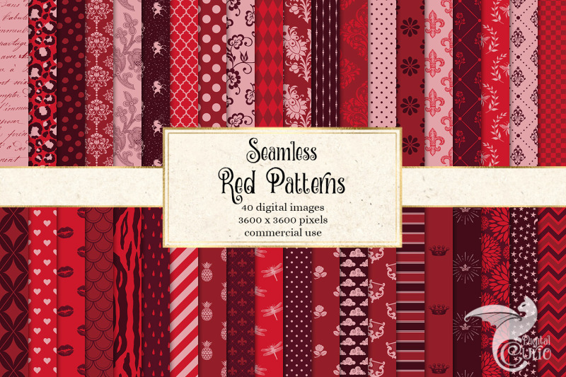 red-digital-paper-patterns