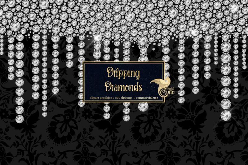 Dripping Diamonds Clipart By Digital Curio | TheHungryJPEG.com