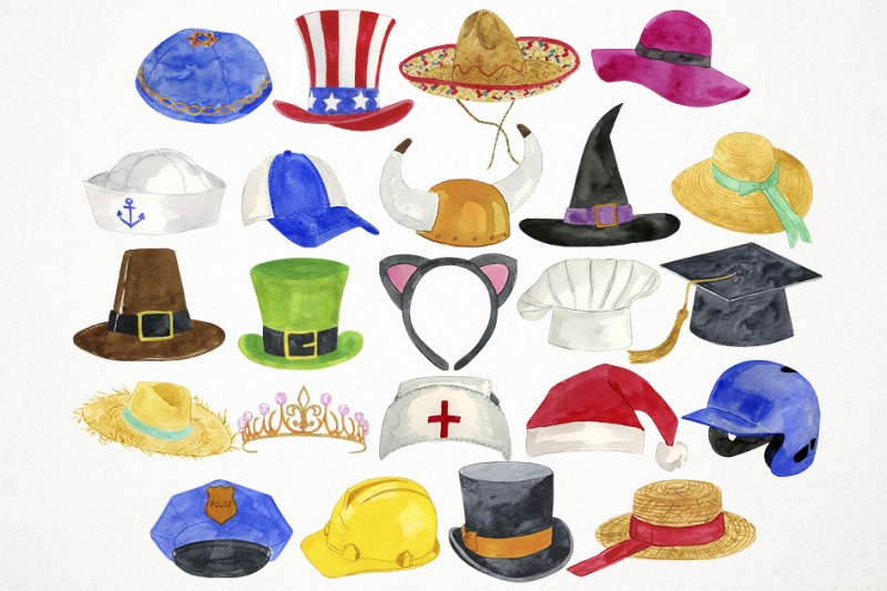 watercolor-hats-clipart-hats-clip-art