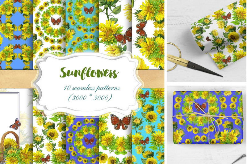 sunflowers-seamless-patterns