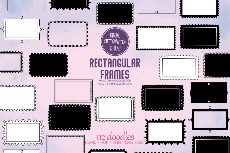 rectangular-frames-hand-drawn-oblong-border-amp-decorative-label