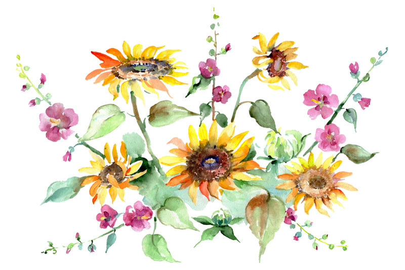 bouquet-of-sunflowers-watercolor-png