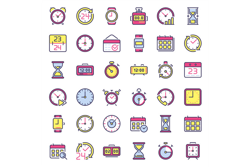 time-icons-alarm-clock-hourglass-timer-and-deadline-watch-colorful