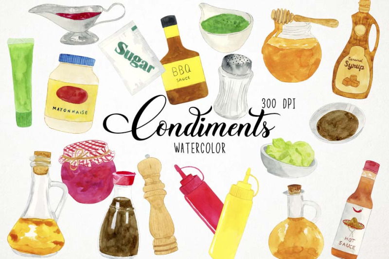 watercolor-condiments-clipart-condiments-clip-art