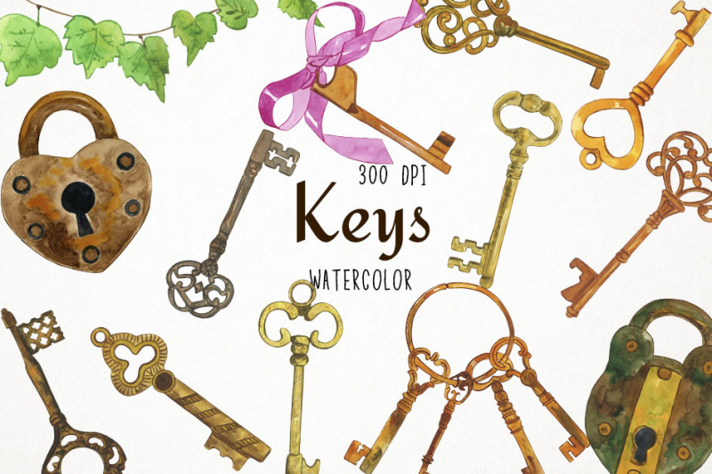watercolor-keys-clipart-keys-clip-art