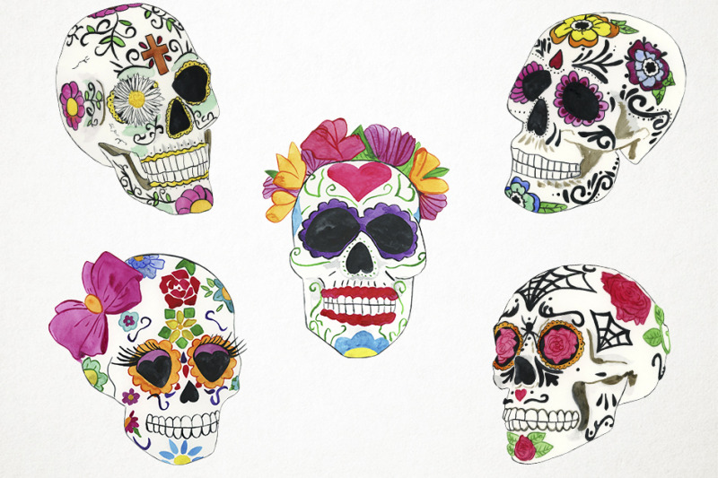 watercolor-sugar-skulls-clipart-sugar-skulls-clip-art