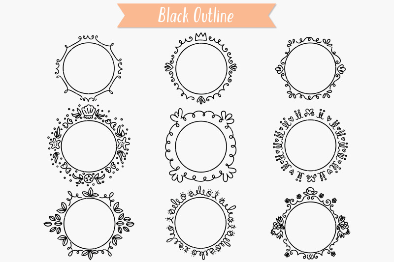 circle-doodle-frames-hand-drawn-round-border-monogram-wreath