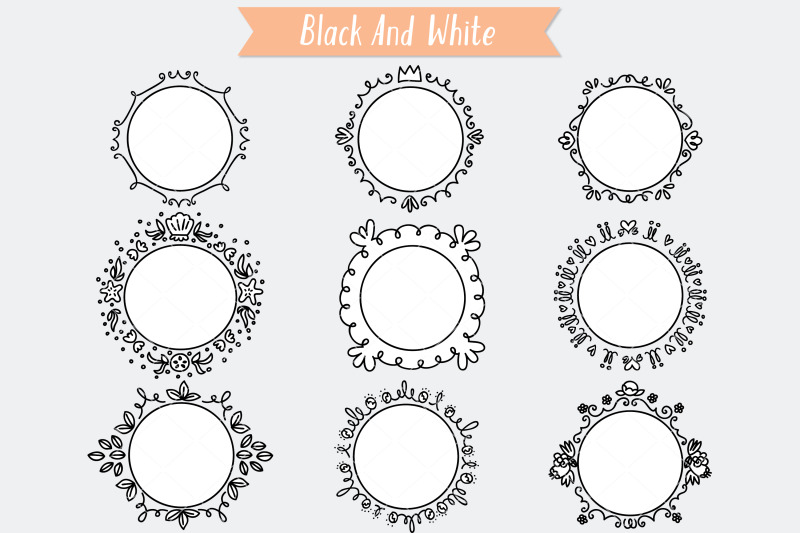 circle-doodle-frames-hand-drawn-round-border-monogram-wreath