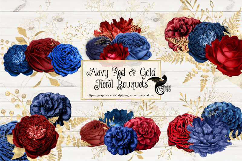 navy-red-and-gold-floral-bouquets