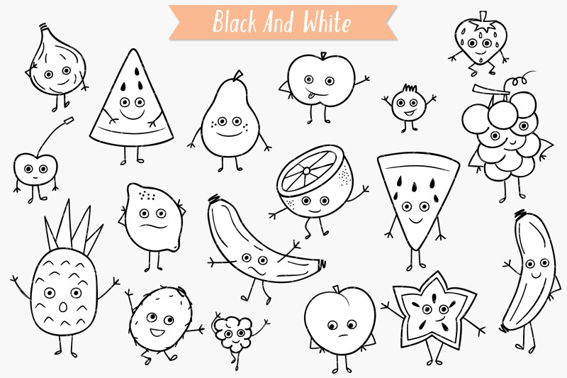 fruit-characters-hand-drawn-kawaii-food-cartoon