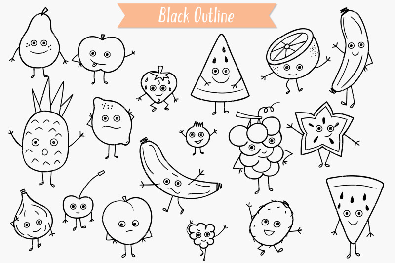 fruit-characters-hand-drawn-kawaii-food-cartoon