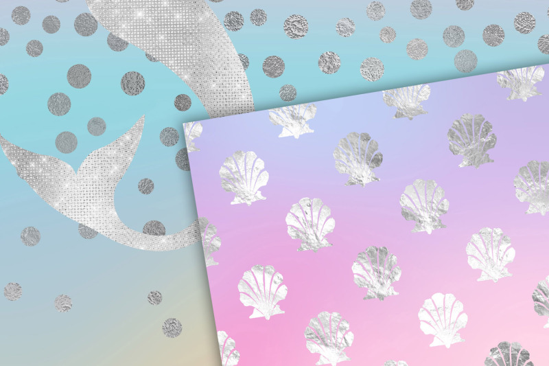 silver-mermaid-pastel-digital-paper