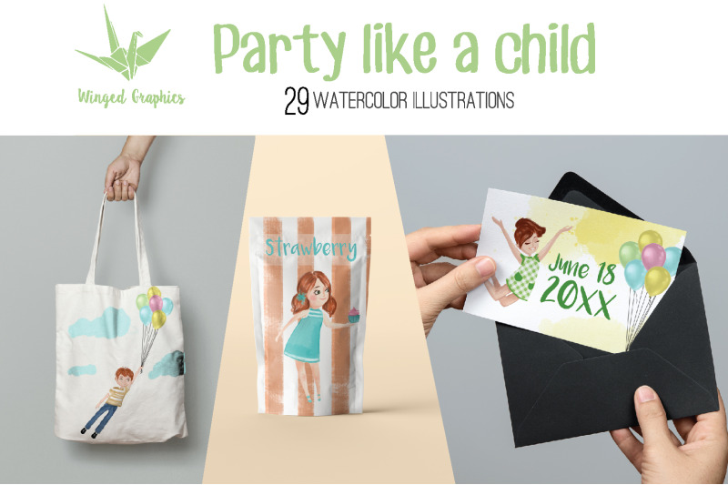party-like-a-child-watercolor-illustration-set-of-29