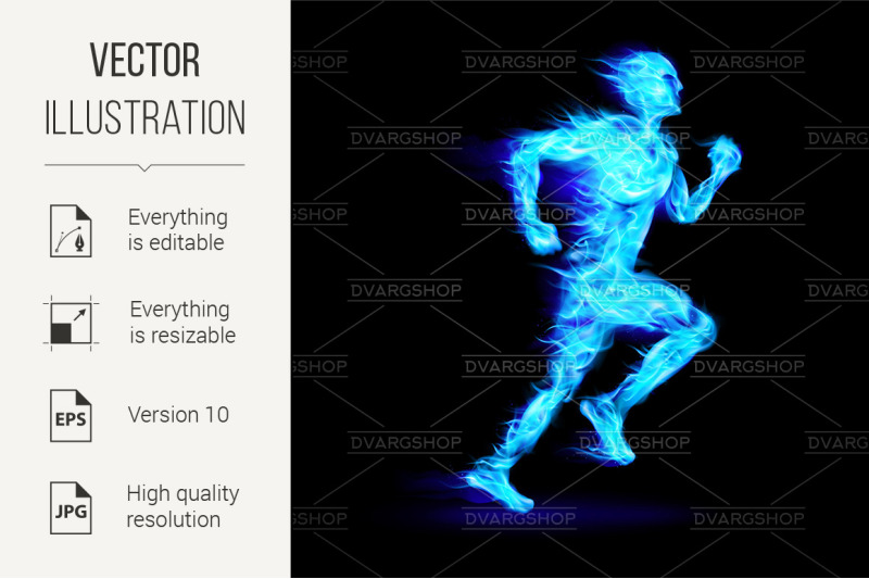 blue-fiery-running-man