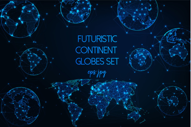 futuristic-continent-globes-set