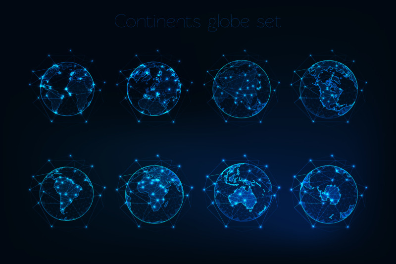 futuristic-continent-globes-set