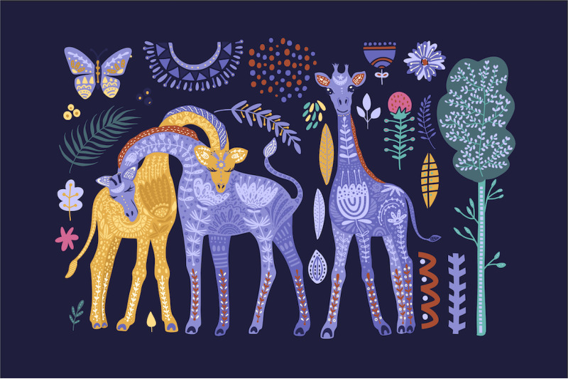 magic-giraffes-folk-art-graphic-set