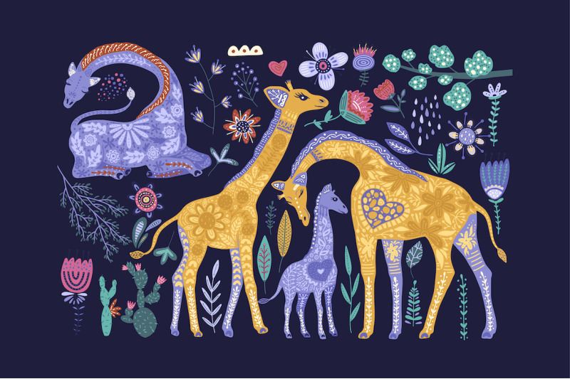 magic-giraffes-folk-art-graphic-set