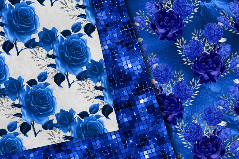 royal-blue-and-silver-floral-digital-paper