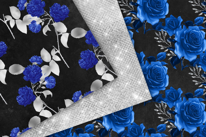 royal-blue-and-silver-floral-digital-paper