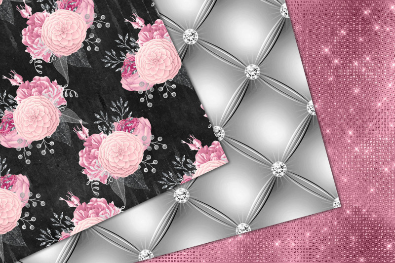 pink-and-silver-floral-digital-paper