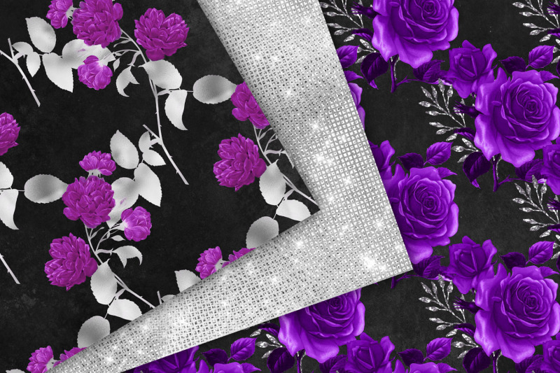 royal-purple-and-silver-floral-digital-paper