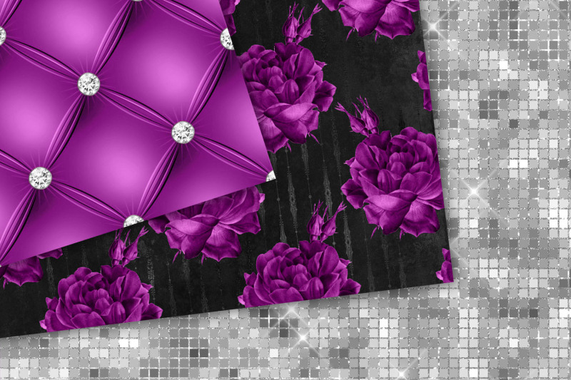 royal-purple-and-silver-floral-digital-paper