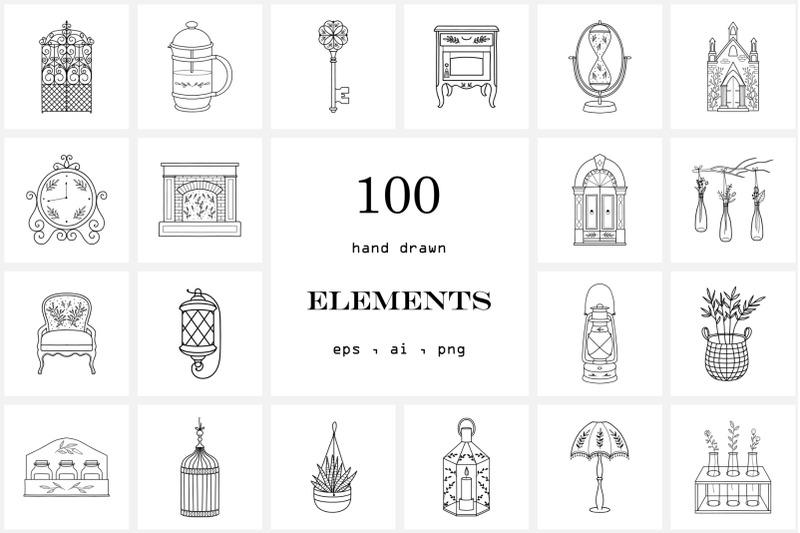100-hand-drawn-logo-elements