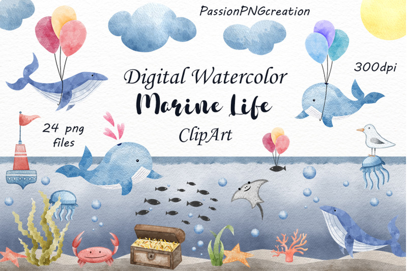 digital-watercolor-marine-life-clipart